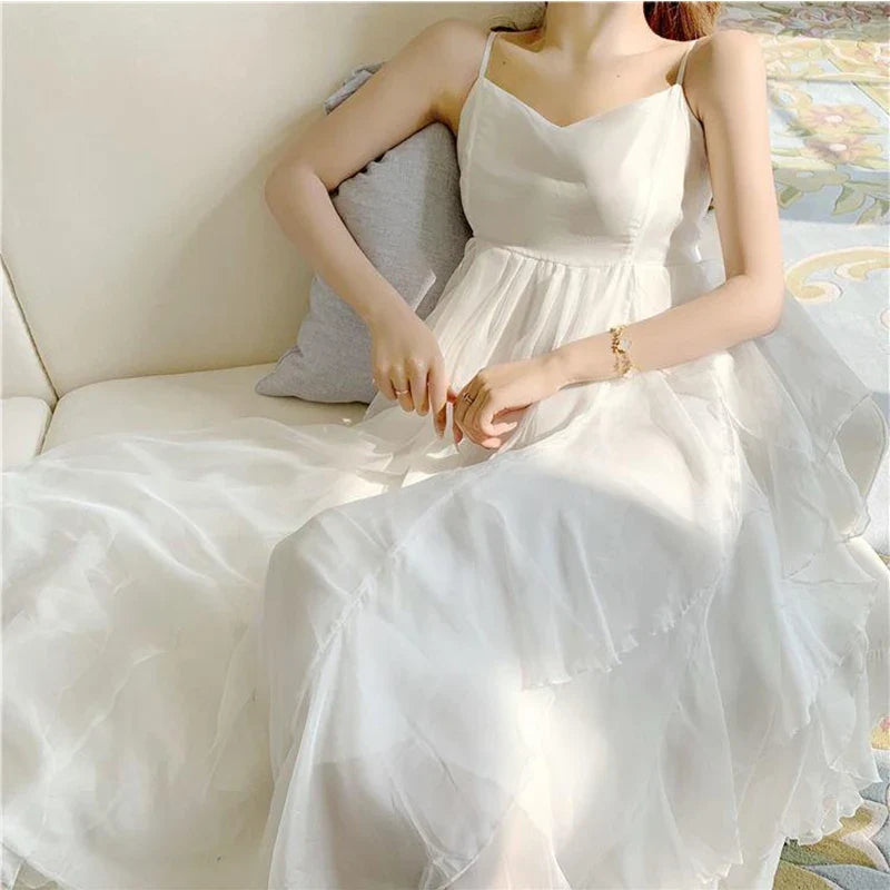 JazzHer French Style Fashion Women Sweet Irregular Dress Fashion Tighten The Waist 2024 Spring Summer New Dress Fashion Princess Dress