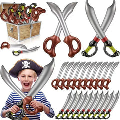 JazzHer 5Pcs Pirate Party Inflatable Sword Kids Pirate Theme Birthday Party Decor Favors Gift Toy Halloween Captain Cosplay Supply Props