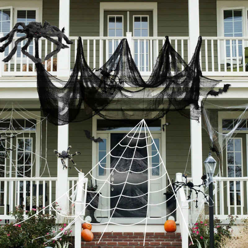 JazzHer Horror Halloween Party Decoration Haunted Houses Doorway Outdoors Decorations Black Creepy Cloth Scary Gauze Gothic Props