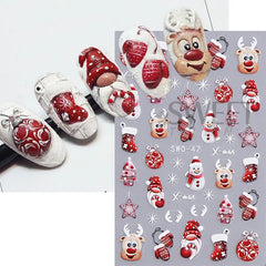 JazzHer Christmas Cartoon Nail Stickers Santa Claus Snowman Gloves Self Adhesive Sliders Nail Decals Snowflake Manicure Art  Decoration