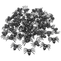 JazzHer 50/100pcs Halloween Black Spiders Small Luminous Plastic Spider Halloween Party Home Decoration Tricky Prank Toy Haunted House