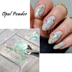 JazzHer Aurora Nail Art Glitter Opal Powder Iridescent Mermaid Sequins Irregular Flake Sparkle Acrylic Gel Polish Nail Decorations LYJDP