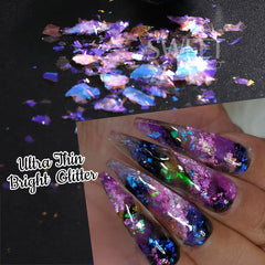 JazzHer 0.1g Fire Opal Crystal Sequins Nail Flakes Holographic Aurora Brocade Chrome Spangles Summer Feather Glitter Manicure Decoration