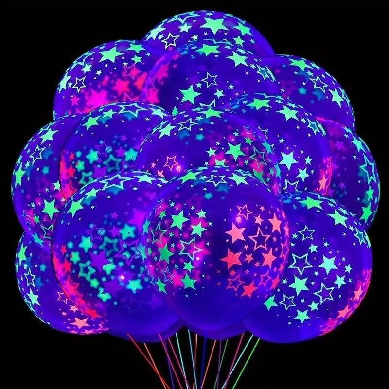 JazzHer 20Pcs Fluorescent Balloon Glow In The Dark Neon Glow Latex Balloons For Wedding Birthday Glow Party Decor