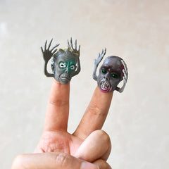 JazzHer 5/10Pcs Monster Finger Puppets Toy Zombie Head Tell Story Hand Toys Kids Birthday Party Favors Halloween Gift Goodie Bag Fillers