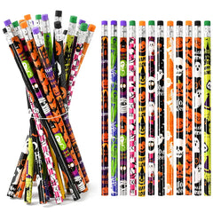 JazzHer 24Pcs Halloween Theme Pencils Kids Halloween Party Favors Trick or Treat Gifts Pumpkin Ghost Wooden Pencil Birthday Stationery