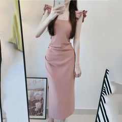 JazzHer Women Lovely Fashion Korean Style Dress Elegant Kawaii Tighten The Waist 2024 Spring Summer New Dress Vintage Fashion Dress