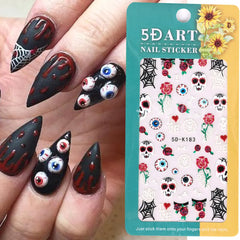 JazzHer 5D Embossed Bat Spider Nail Stickers Halloween Horror Nail Stickers Pumpkin Ghost Skull Nail Art Decals  DIY Manicure Accessorie