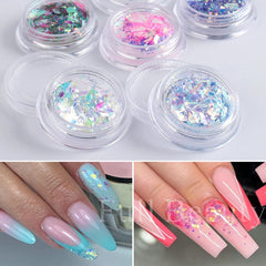 JazzHer 1 Box Iridescent Opal Nail Flakes Aurora Mirror Shimmer Irregular Nail Art Paillettes Glitters Gel Polish Manicure Sequins LYJG