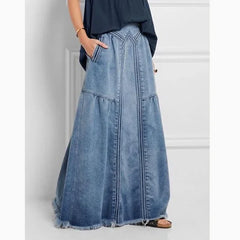 JazzHer Cotton Long Skirt Denim Jeans Women Long Skirt Stretch Vintage Loose Slim Fit Blue Club Streetwear Chic Sexy Harajuku Skirts