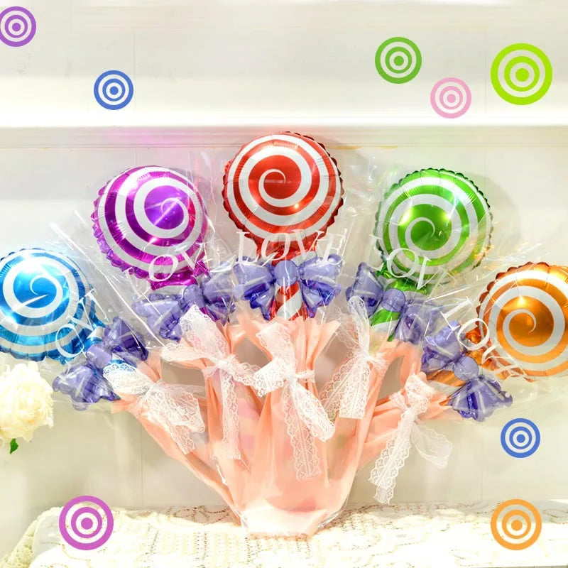 JazzHer 6pcs Hands Lollipop Foil Balloons Wedding Birthday Party Decorations Children's Day Balloon