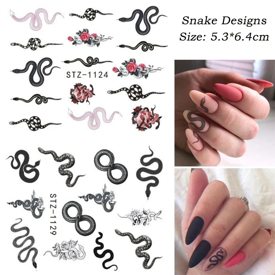 JazzHer 4pc Abstract Human Face Stickers for Nails Angel Baby Dragon Snake Design Water Transfer Sliders Manicure Decor LYSTZ1114-1137