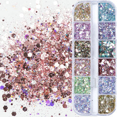 JazzHer 1Box Mermad Iridescent Hexagon Nail Art Glitter Sequins Holographic Flake Powder Paillette Gel Polish Decorations For Nails LYDJ