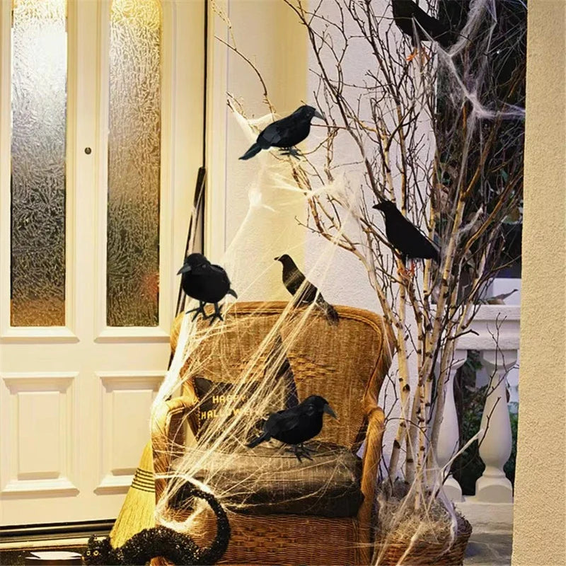 JazzHer Halloween Decoration Black Crow Model Scary Props Halloween Party Home Garden Indoor Outdoor Decor Simulation Fake Bird Pigeon