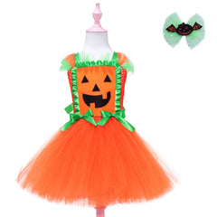 JazzHer Halloween Awakecrm Scary Pumpkin Monster Girls Halloween Dress Up Tutu Dress Kids Clothes For Carnival Party Dresses Orange Dress With Ruffles