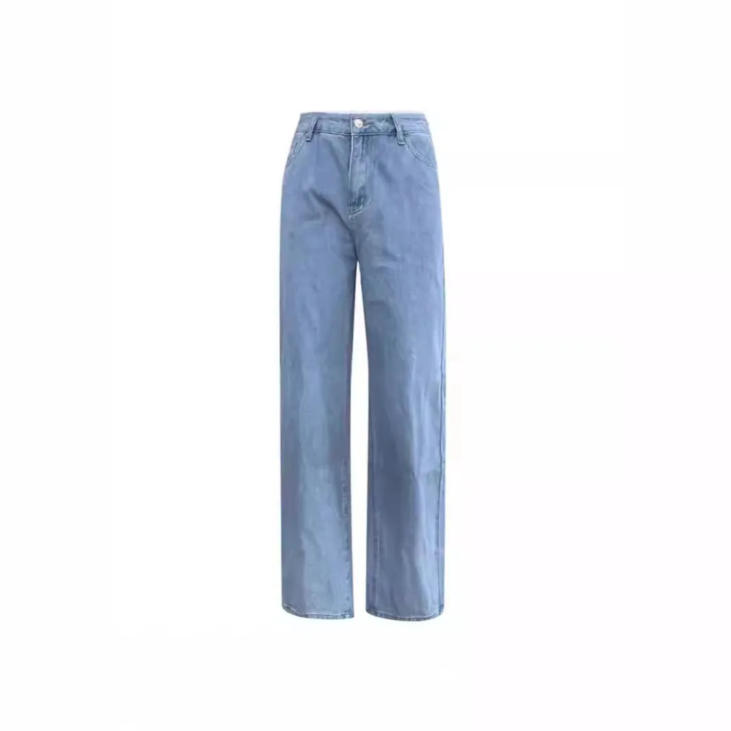 JazzHer Women Washed Wide Leg Jeans Ankle Length Denim Pants Loose Fit Basics Jean Pockets Zipper Fly Vintage 2024 High Waist