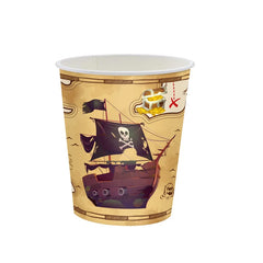 JazzHer Pirate Theme Disposable Tableware Treasure Map Ship Paper Plate Cup Tablecloth Kids Boy Pirate Birthday Party Decoration Supply