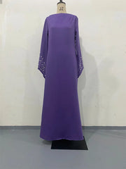 JazzHer Eid women Party Dress for woman Ramadan Abaya Long Dress Diamond Sleeve Morocco Kaftan Vestidos Largos Dubai Robe Jalabiya 2024