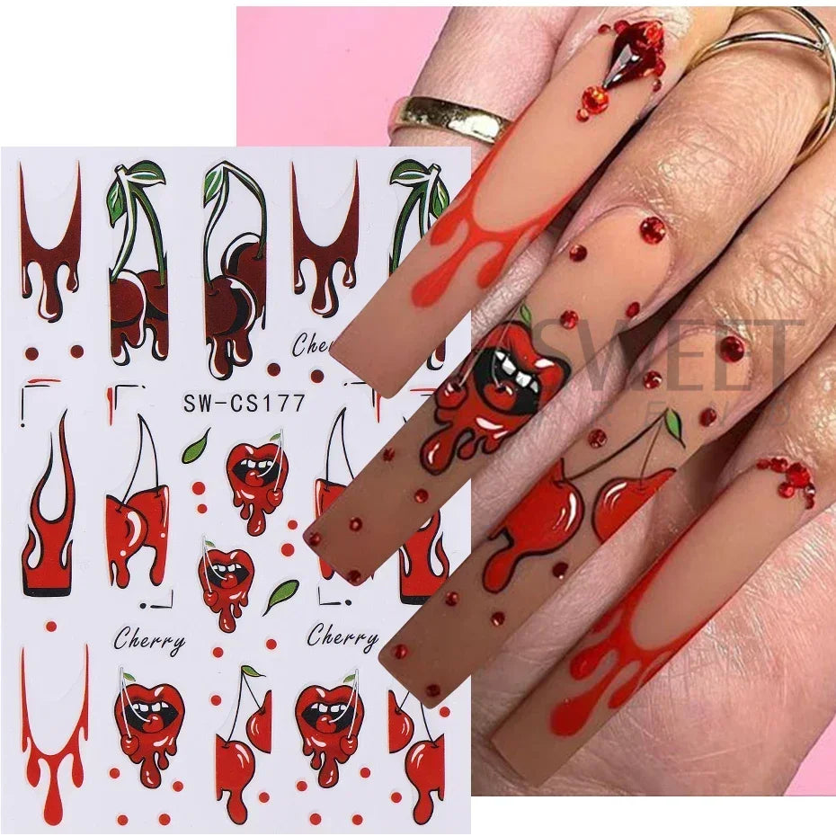 JazzHer Halloween 3D Nail Art Stickers Pink Ghost Pumpkin Spider Web Sliders Scorpion Bat Dripping Blood Decals Decorations Manicure