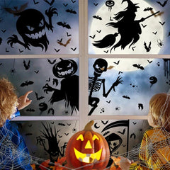 JazzHer Halloween Window Stickers Removable Bat Ghost Pumpkin Wall Decal Halloween Party Decoration for Home Haunted House Horror Props