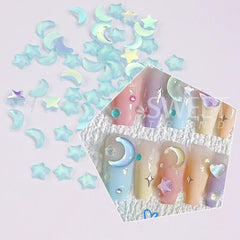 JazzHer Mixed Size Aurora Star Shape Nail Charms Diamonds Resin Love Jewelry DIY 3D Nails Art Accessories Crystal Manicure Decoration