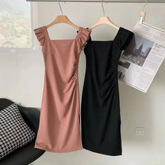 JazzHer Women Lovely Fashion Korean Style Dress Elegant Kawaii Tighten The Waist 2024 Spring Summer New Dress Vintage Fashion Dress