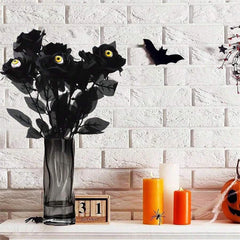 JazzHer 1/5Pcs Halloween Flowers Artificial Black Rose With Eyeball For Halloween Home Decoration Party Horror Props DIY Bouquets Craft