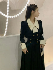 JazzHer Spring New Elegant 2 Piece Sets Womens Vintage Black Blazer Skirts Suit Femme Outfits Autumn Korean Fashion y2k Clothes