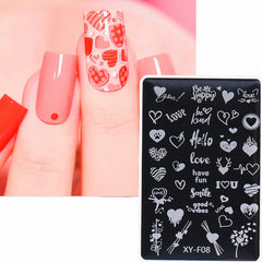 JazzHer Nail Art Stamping Plate Y2K Love Heart Designs Geometry Flower Drawing Printing Stamp Templates Nail Charm Mold Stencil Tools