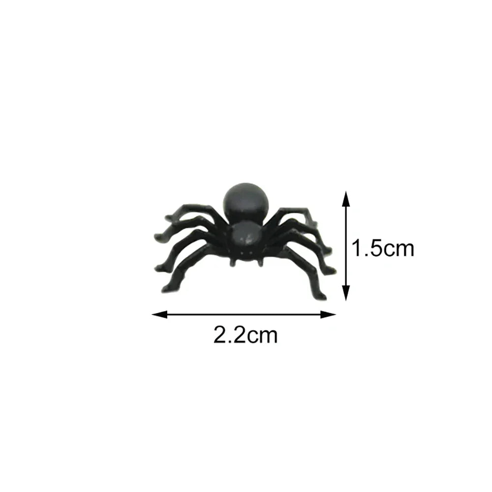 JazzHer 50pcs/Lot Halloween Spiders Decorations,Small Black Plastic Spiders,Fake Spider Prank Toys,Luminous Spider,Haunted House Decor