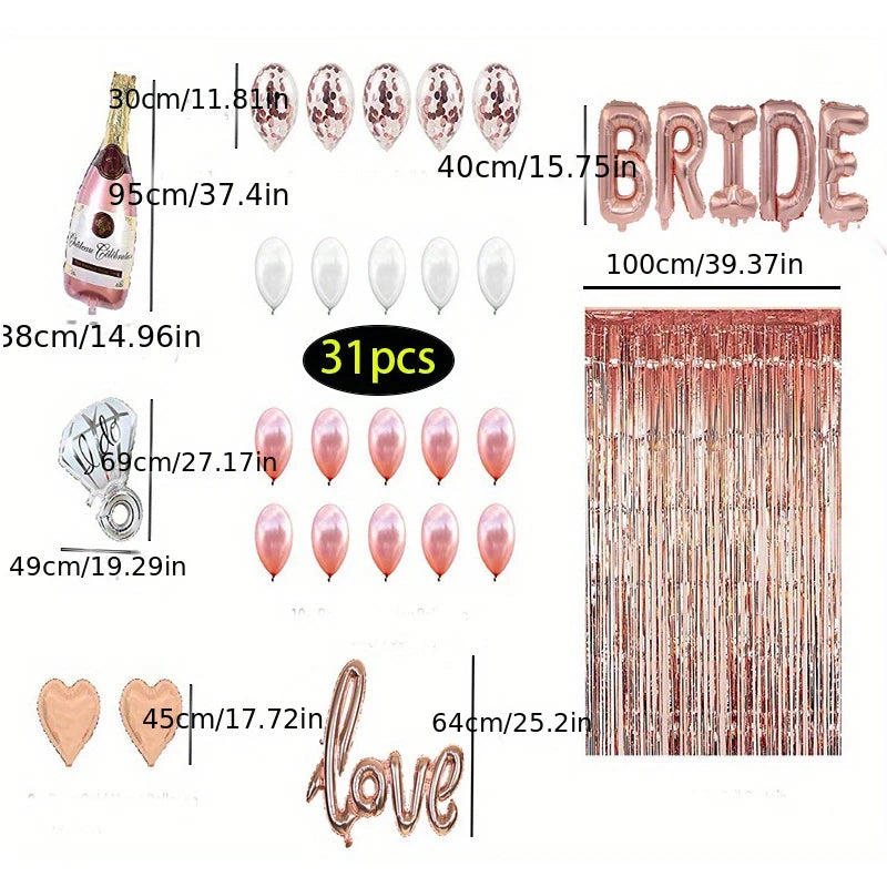 JazzHer Bride Banner Rose Gold Champagne Bottle Baloons Bridal Shower Balloon Kit Bachelorette Party Decorations