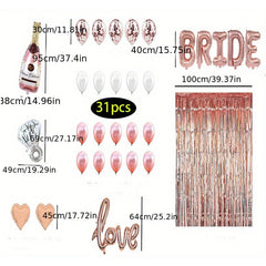 JazzHer Bride Banner Rose Gold Champagne Bottle Baloons Bridal Shower Balloon Kit Bachelorette Party Decorations