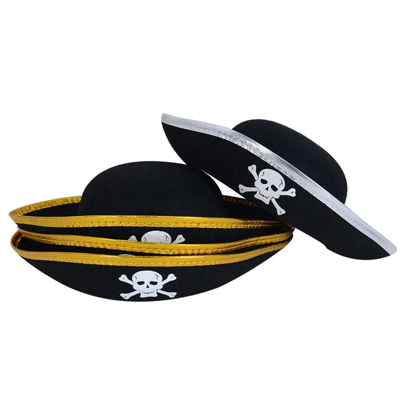 JazzHer Pirate Captain Cosplay Costume Props Pirate Hat Hook Hand Flag Balloons For Halloween Kids Birthday Party Decoration Supplies