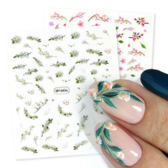 JazzHer Fresh Spring Simple Flower Nail Decoration Stickers Magnolia Sakura Floral Pattern Elegant Adhesive Sliders Manicure Decals LYDP