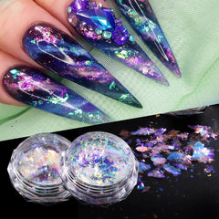 JazzHer 0.1g Fire Opal Crystal Sequins Nail Flakes Holographic Aurora Brocade Chrome Spangles Summer Feather Glitter Manicure Decoration