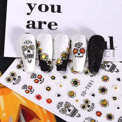 JazzHer 5D Halloween Nail Art Sticker Skull Sliders Head Flower Decals Nails  Anime Design Holiday Decorations For Manicure Accessories