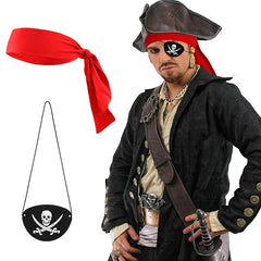 JazzHer Pirate Party Cosplay Costume Headband Eye Patches Children Adult Halloween Birthday Party Decoration Supplies Props Captain Hat