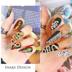 JazzHer Alloy Snake Nail Art Charms Luxury Gold Silver Metal Base Decoration AB Rhinestones Jewelry DIY Accessories Parts Supplies LYS30