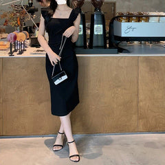 JazzHer Women Lovely Fashion Korean Style Dress Elegant Kawaii Tighten The Waist 2024 Spring Summer New Dress Vintage Fashion Dress
