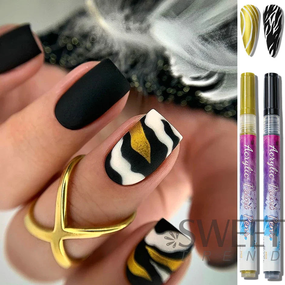 JazzHer Drawing Nail Art Graffiti Pen Paint Liner Comics Design Marker Pen Waterproof Abstract Sketch Brush Manicure Supplies Tool LYG-B