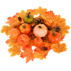 JazzHer 50Pcs/set Artificial Pumpkin Maple Leaf Pine Cones Halloween Decoration For Home Christmas Thanksgiving Photo Props DIY Crafts