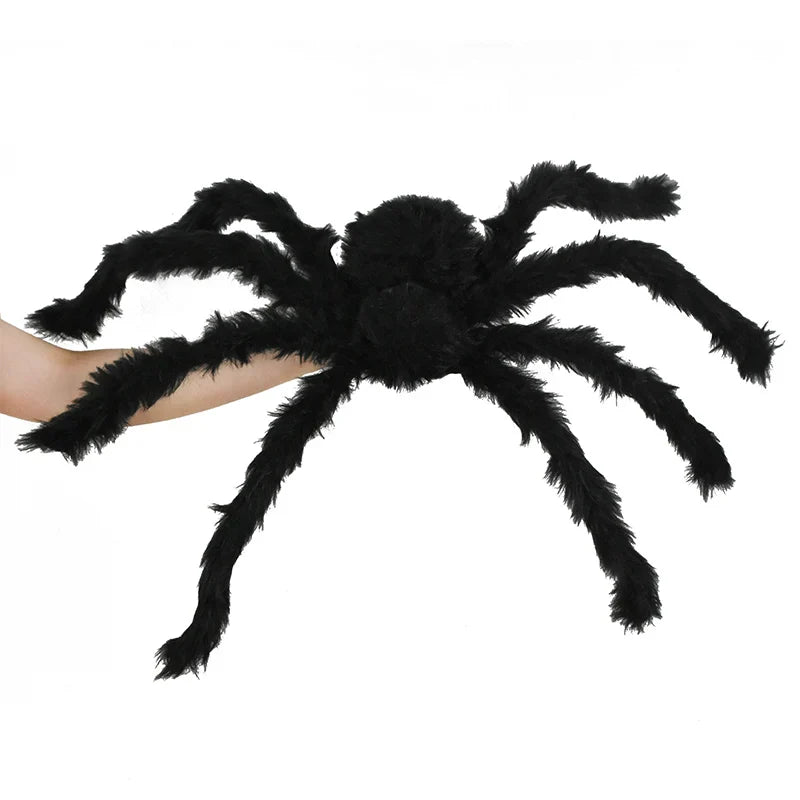 JazzHer Horror Giant Black Plush Spider Halloween Party Decoration Props Kids Children Toys Haunted House Decor