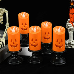 JazzHer Halloween Lights LED Candle Pumpkin Candlestick Happy Halloween Party Decoration for Home Haunted House Horror Props Kids Gifts