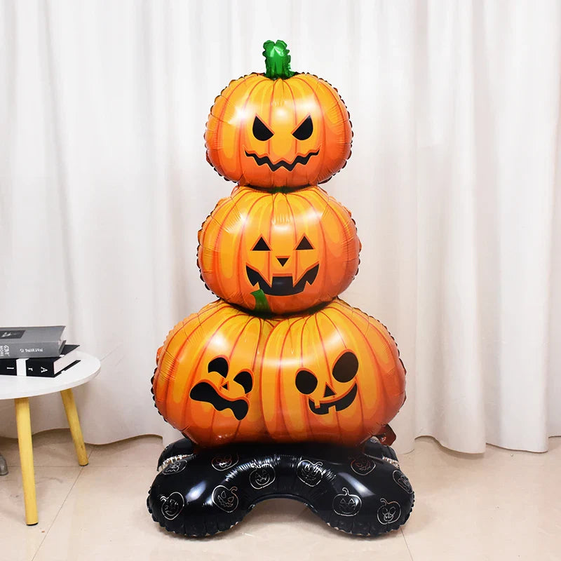 JazzHer Large Halloween Standing Balloons Pumpkin Witch Ghost Foil Globos For Halloween Party Decoration Kids Favors Inflatable Toy 2024