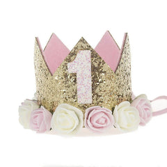 JazzHer Baby Birthday Party Hat Princess Crown Headband 1 Year Birthday Decorations Baby Shower One 1st 2nd 3rd Birthday Party Supplies