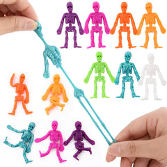 JazzHer 16Pcs Halloween Stretchable Skeleton Man Kids Party Favors TPR Soft Rubber Zombie Horror Doll Stress Relief Toy Halloween Gifts