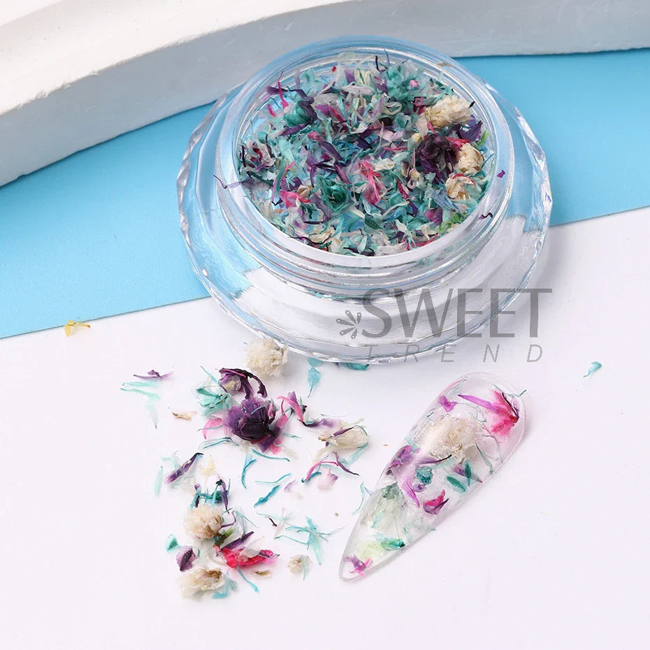 JazzHer Summer Dried Flower Nail Art Decoration 3D Natural Real Floral Sticker UV Polish Pressed Flowers Crushed Accessory Jewelry Decal