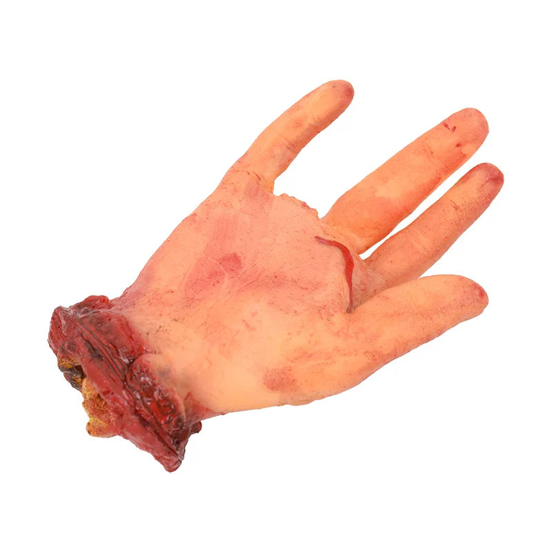 JazzHer Halloween Horror Props Bloody Hand Haunted House Party Decoration Scary Fake Hand Finger Leg Foot Brain Heart Halloween Supplies