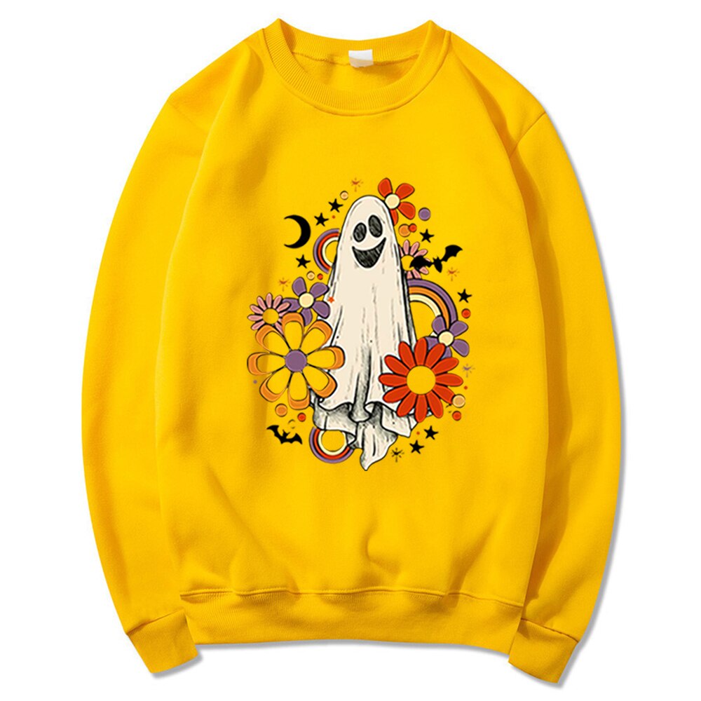 JazzHer Halloween Awakecrm Vintage Halloween Sweatshirt Flower Ghost Halloween Sweatshirt Spooky Halloween Mom Pullover Pumpkin Halloween Sweatshirt Hoodie