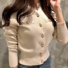 JazzHer Autumn Long Sleeve Fashion Women Cardigans Sweater Knitted Coat Short Casual Single Breasted Slim Ladies Tops Button T-shirt